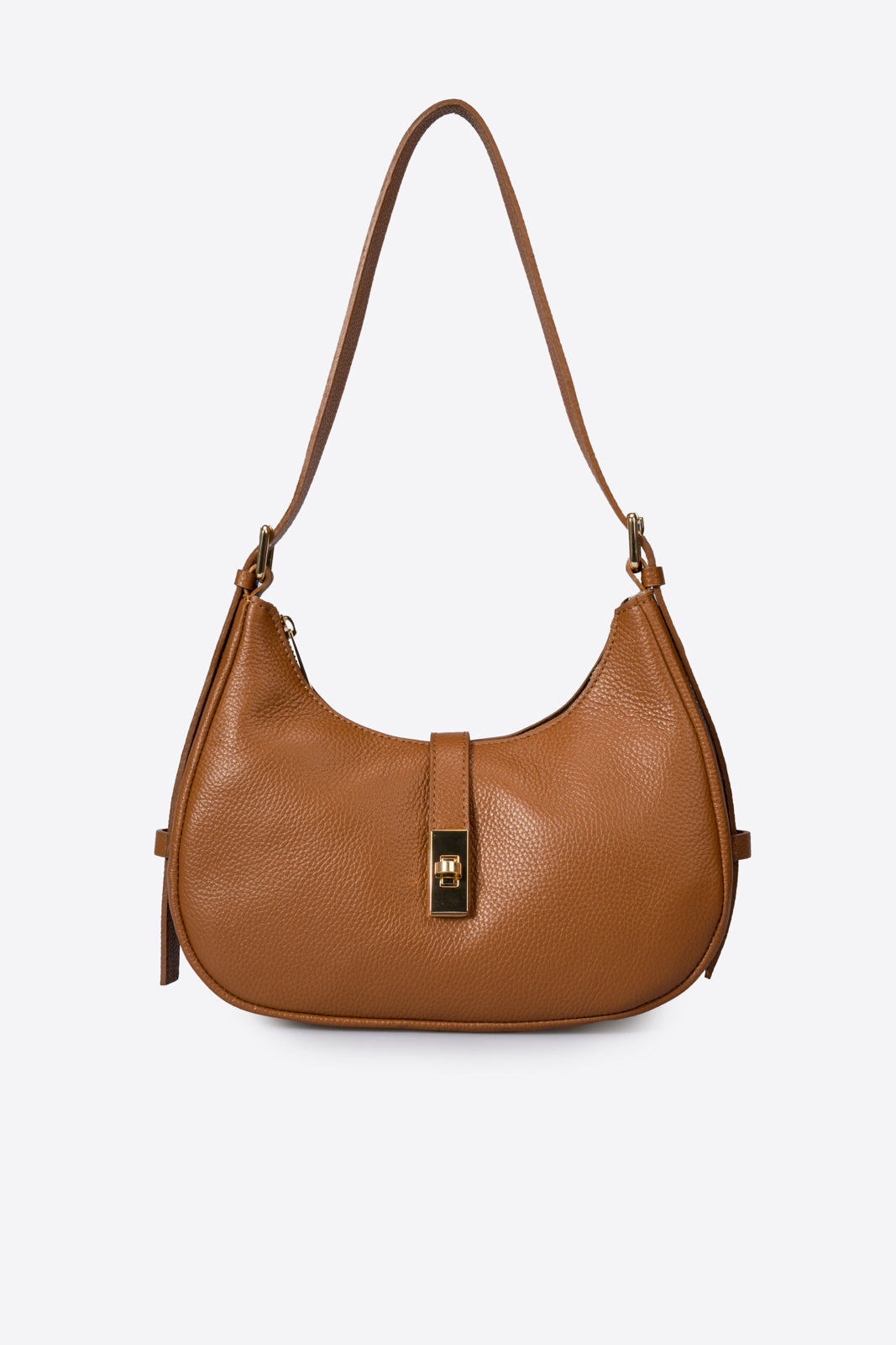 PORZIA Leather Top Handle Bag - Cognac
