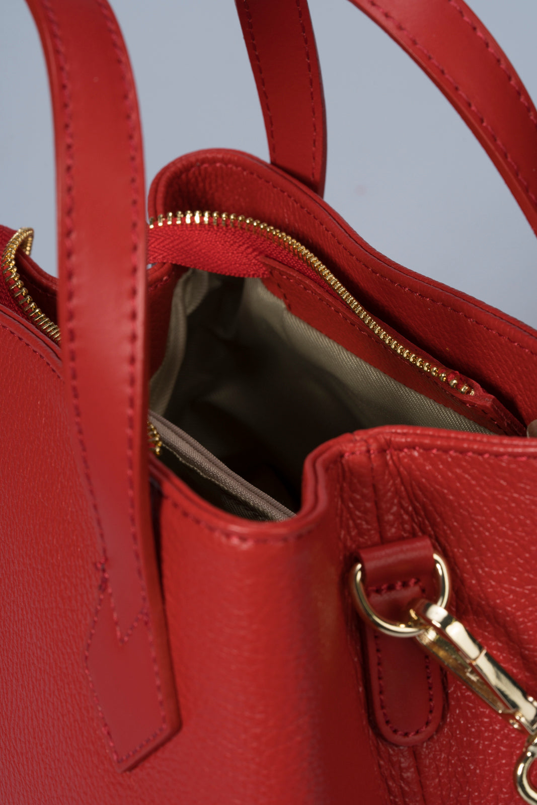 MINA Leather Top Handle Bag - Red