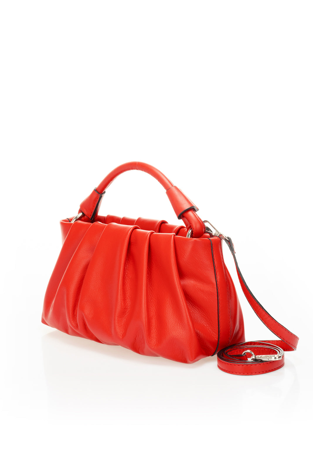 Leather Top Handle Bag 2564 - Red