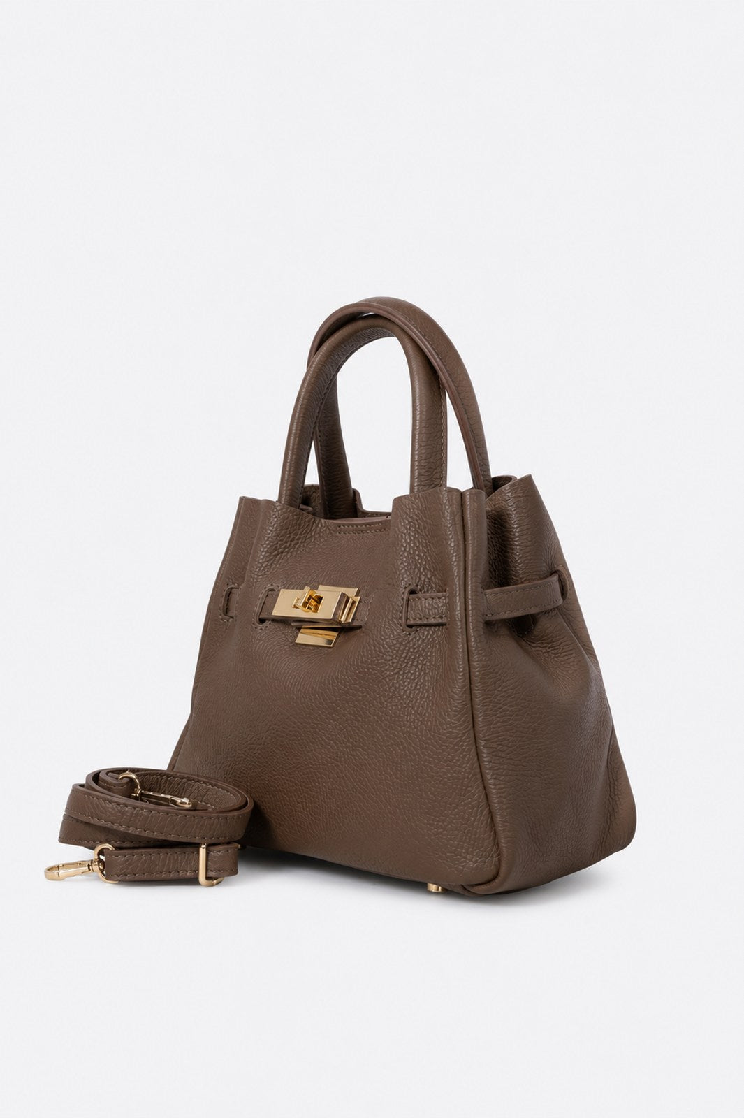 MIRANDA Leather Top Handle Bag - Brown