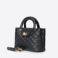 Leather Top Handle Bag 8043 - Black