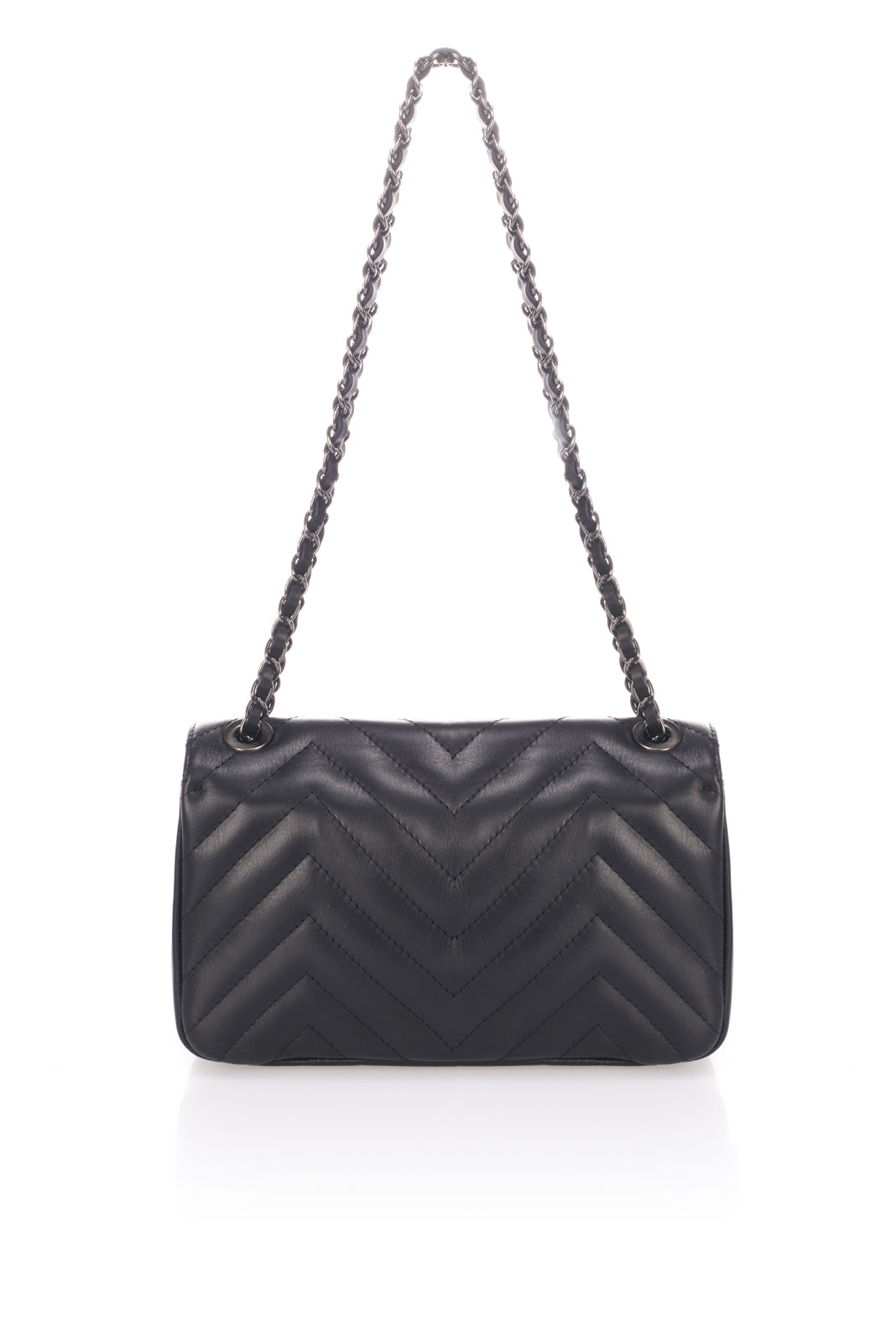 Leather Crossbody Bag SC19032 - Black