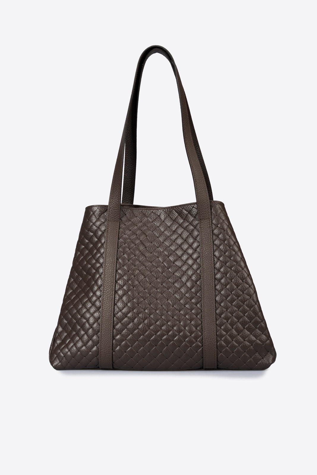 CARMEN Leather Top Handle Bag - Dark Brown