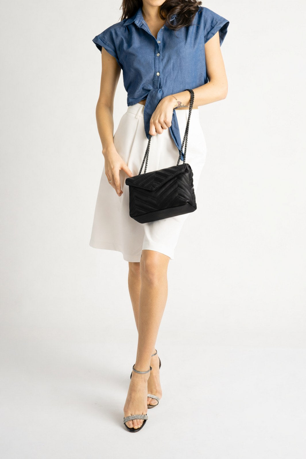APRIL Leather Shoulder Bag - Black