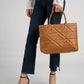 GINEVRA Leather Top Handle Bag - Cognac