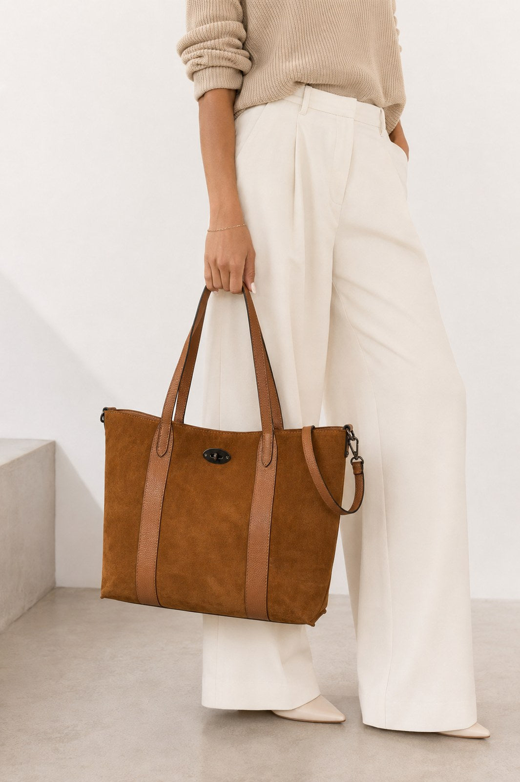 MYRA Leather Tote Bag - Cognac