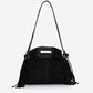 CINZIA Leather Top Handle Bag - Black