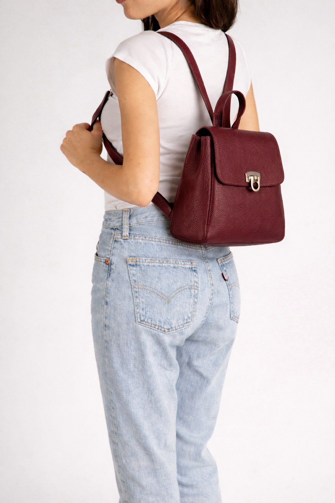 LYRA Leather Backpack - Bordo