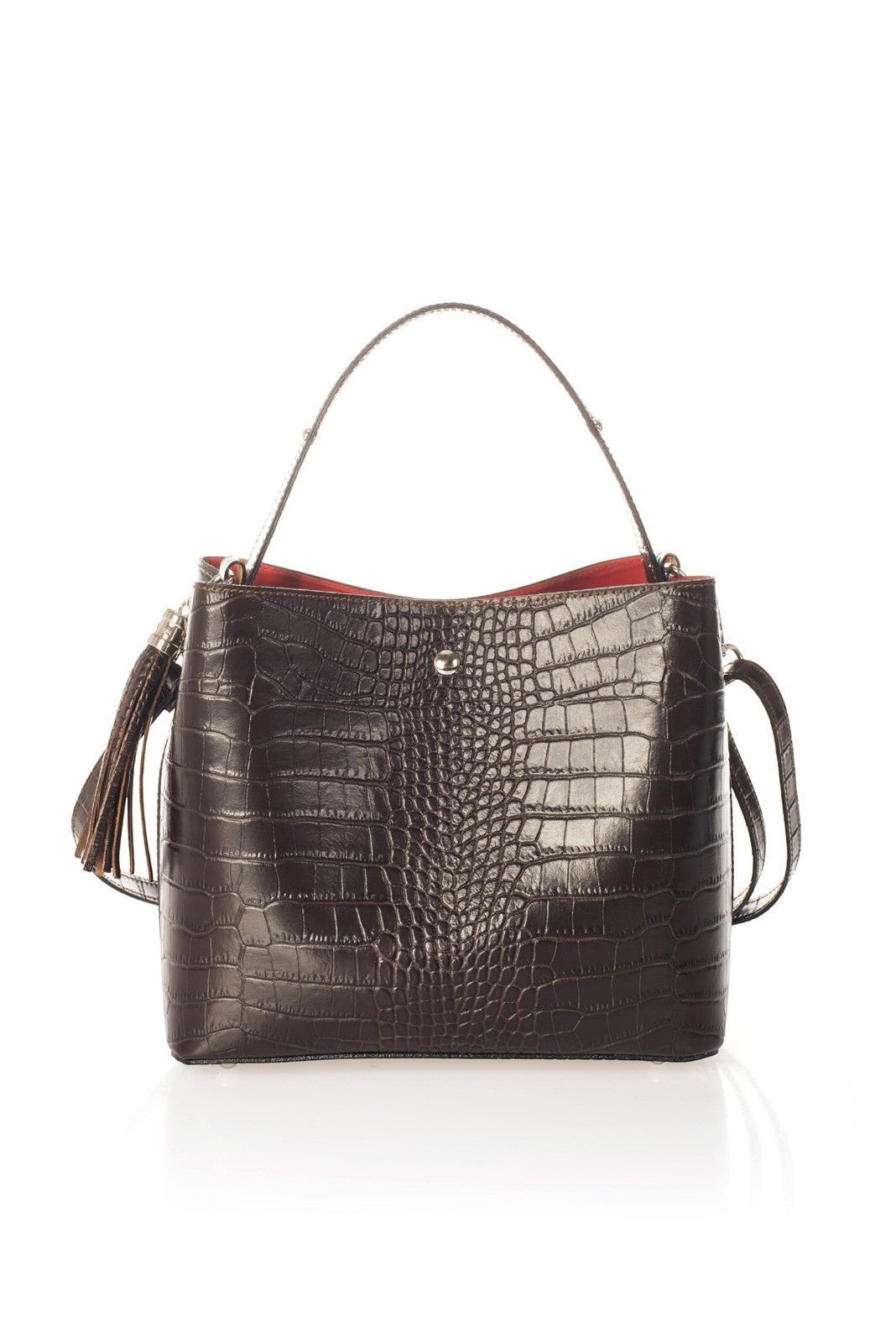 SCARLET Leather Top Handle Bag - Brown