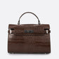 LEA Leather Top Handle Bag - Brown