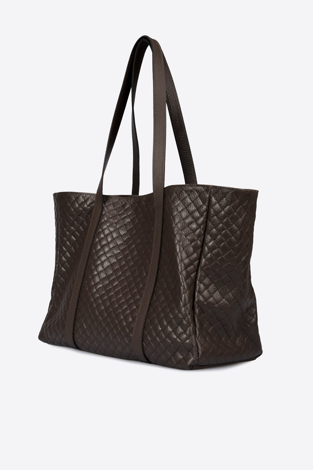 CARMEN Leather Top Handle Bag - Dark Brown