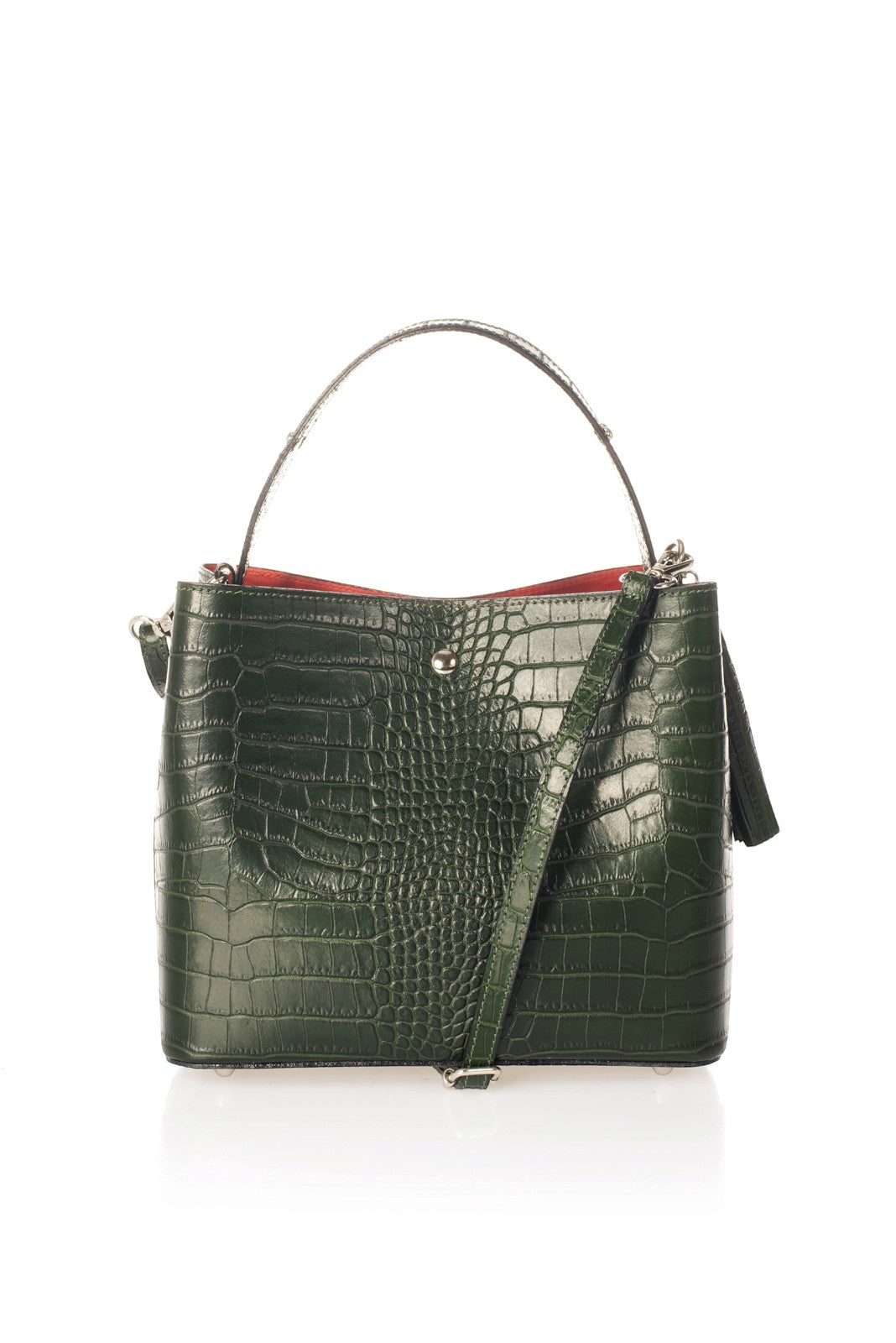 SCARLET Leather Top Handle Bag - Green