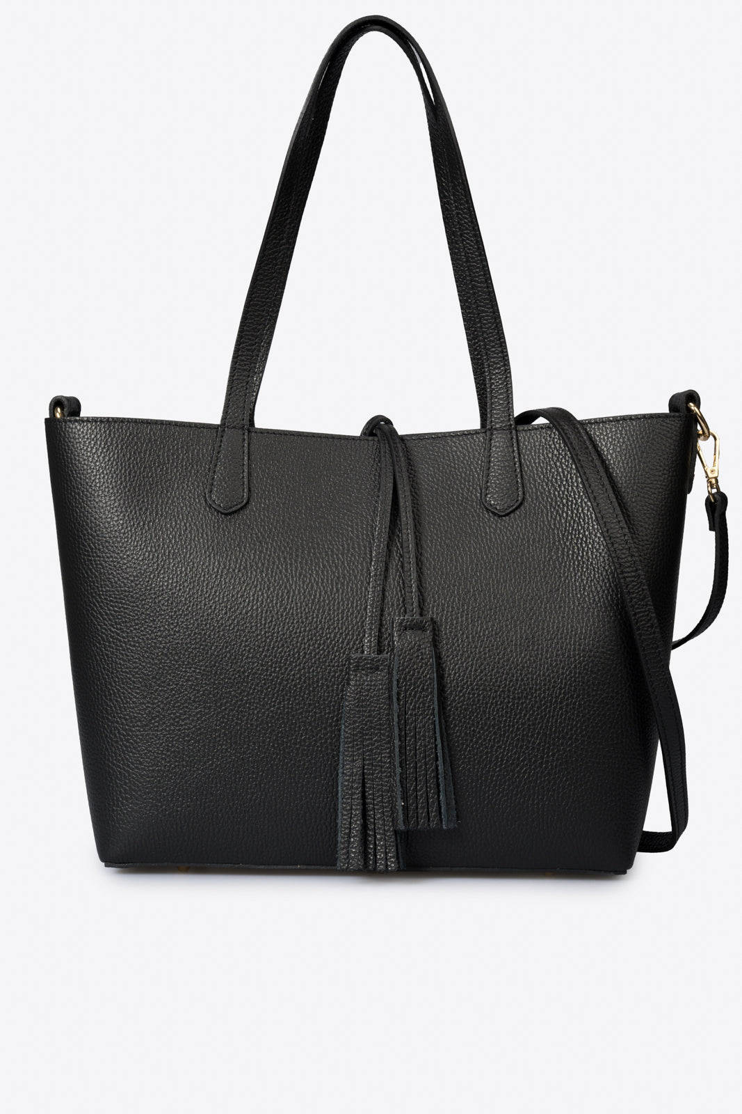 ROMY Leather Top Handle Bag - Black