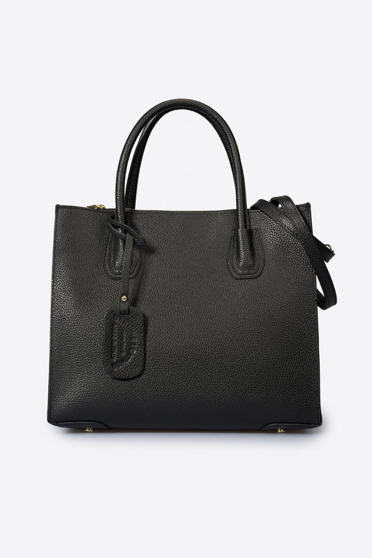 VANDA Leather Top Handle Bag - Black
