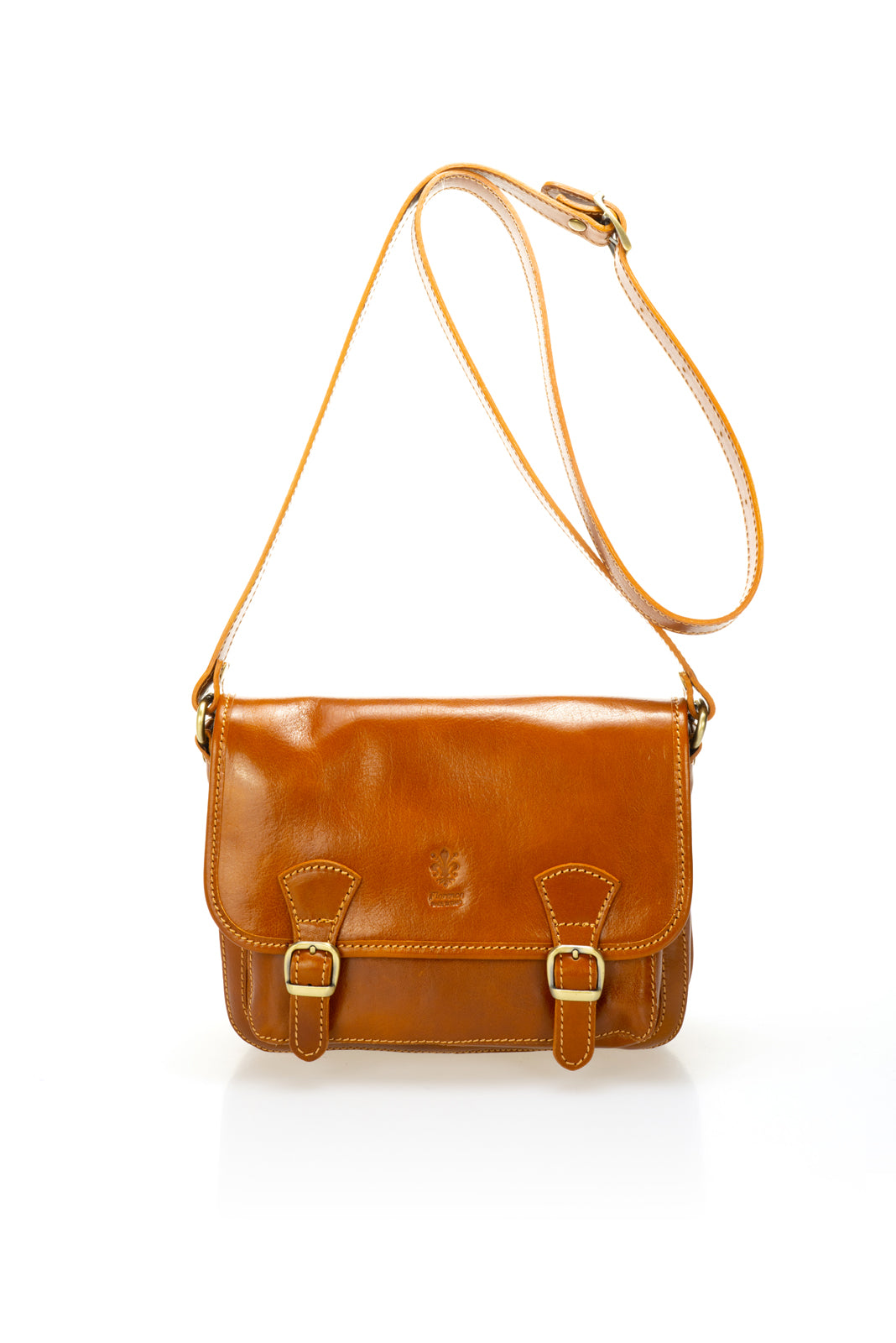 Leather Top Handle Bag 8037 - Cognac