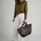 LAETITIA Leather Top Handle Bag - Dark Brown