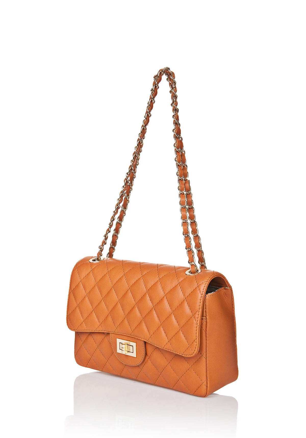Leather Shoulder Bag 6999 - Cognac