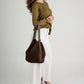 ARIAH Leather Shoulder Bag - Dark Brown