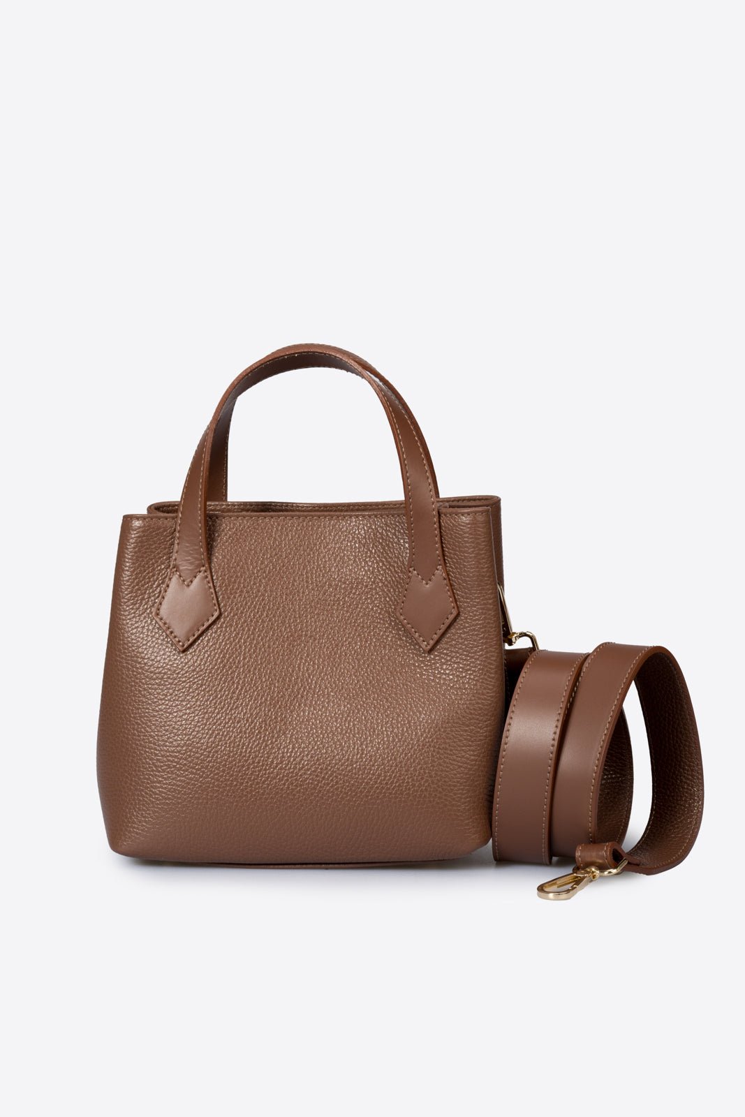 MINA Leather Top Handle Bag - Brown