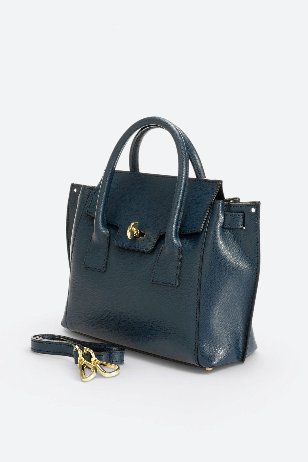 RUTH Leather Top Handle Bag - Blue
