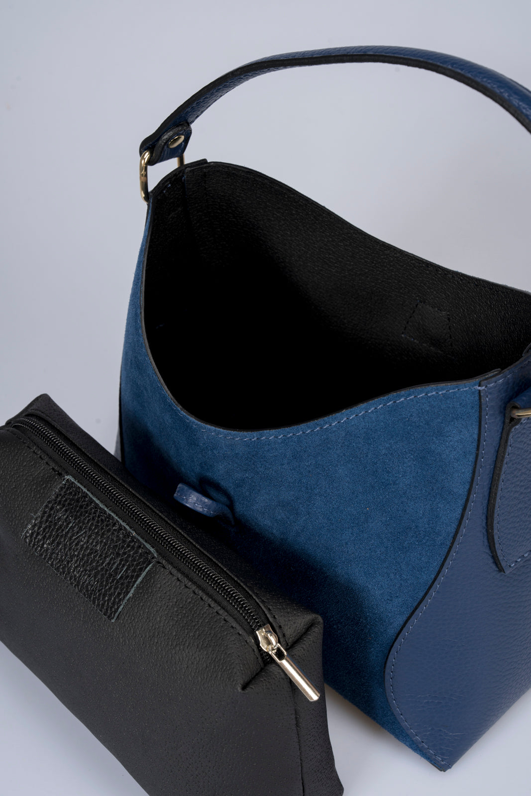 ROSELLA Leather Top Handle Bag - Blue