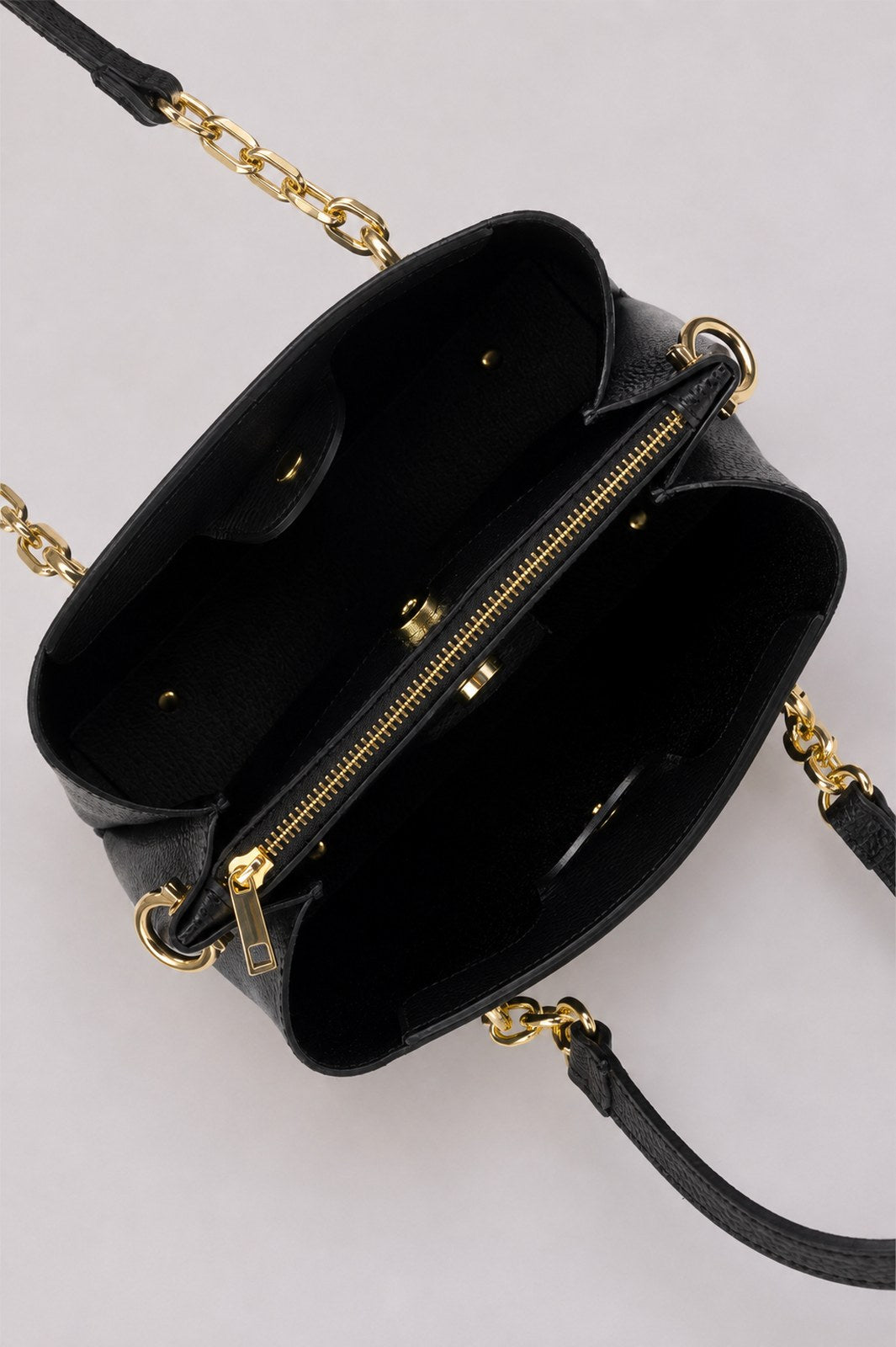 AURORA Leather Top Handle Bag - Black