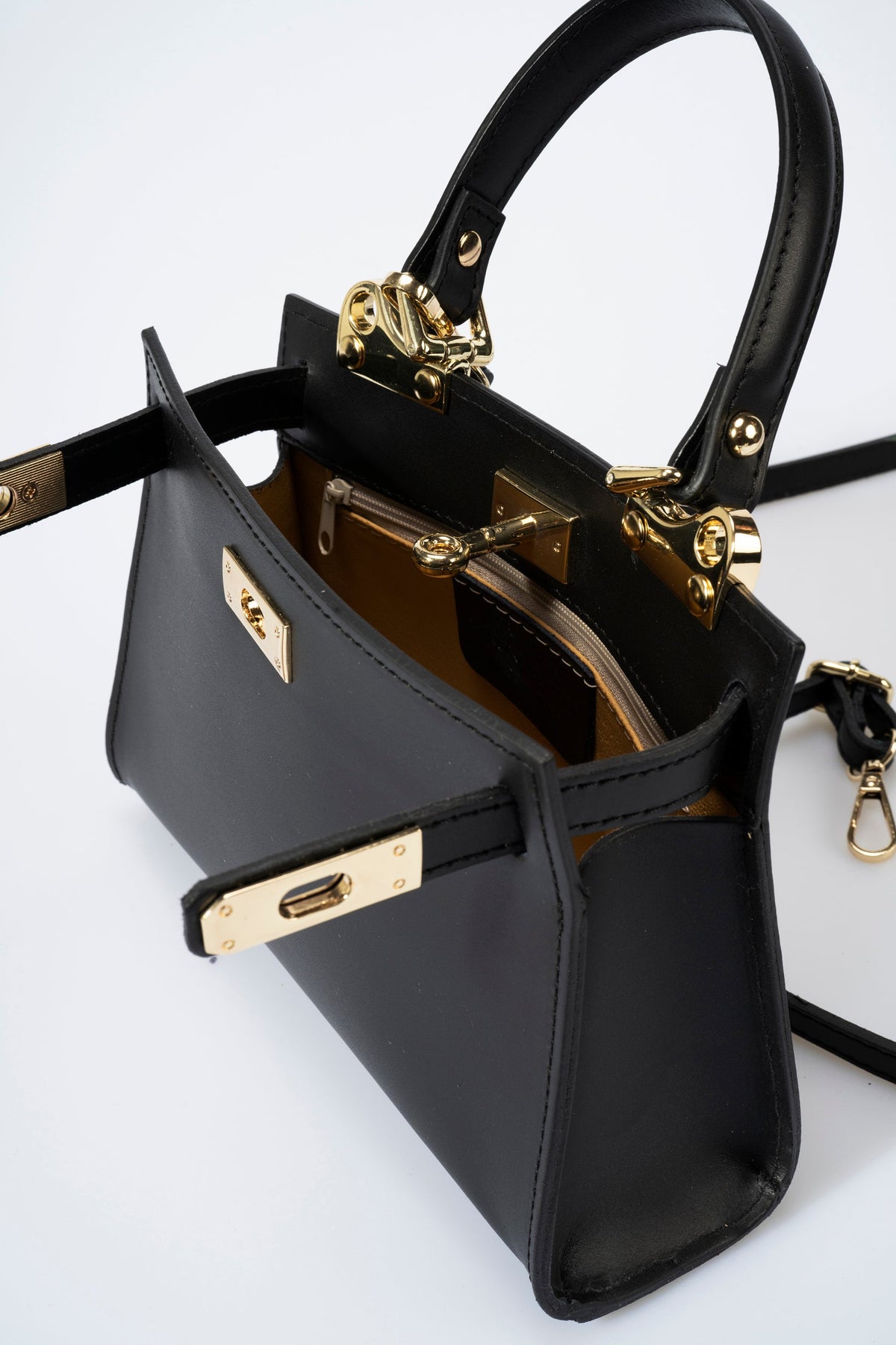 DALIA Leather Top Handle Bag - Nero