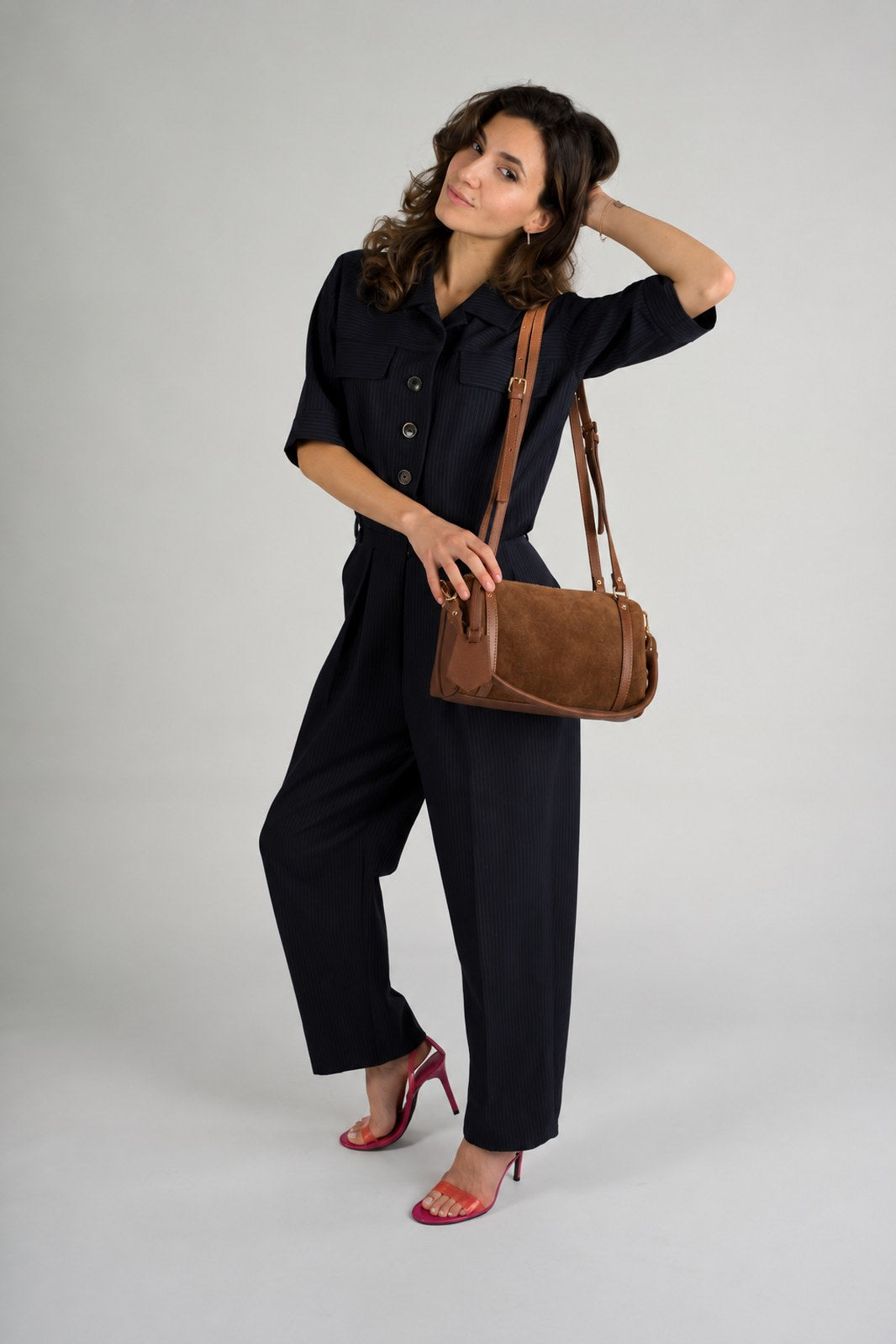 NOOR Leather Bowling Bag - Brown