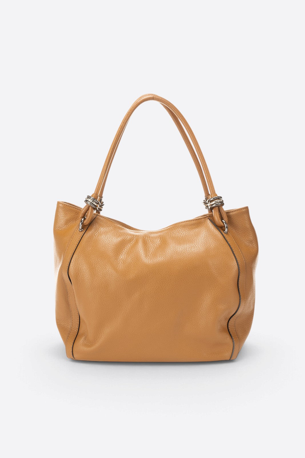 VINNIE Leather Shoulder Bag - Cognac