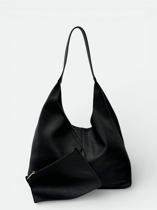 Leather Shoulder Bag 2316 - Black