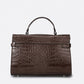 LEA Leather Top Handle Bag - Brown