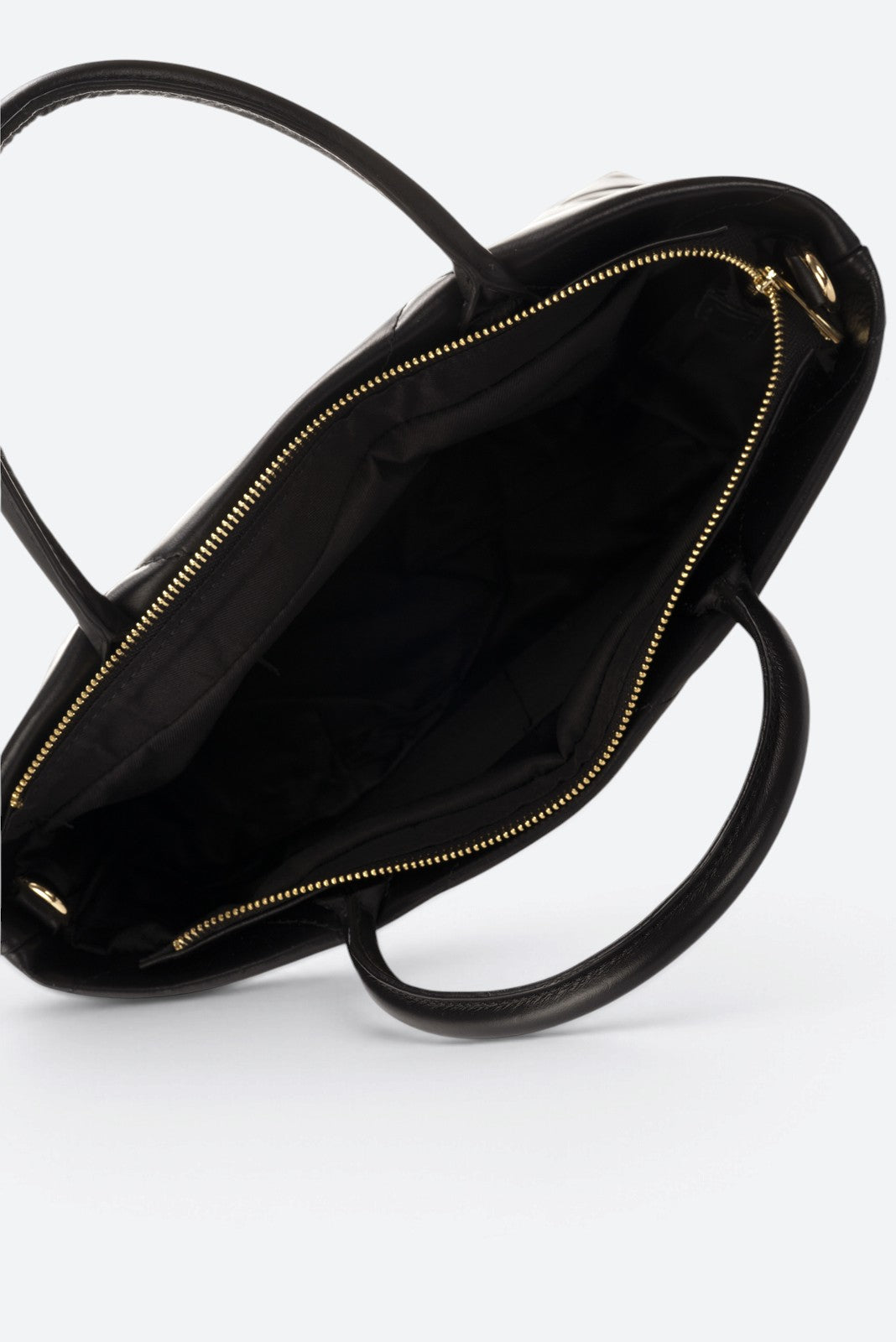 GINEVRA Leather Top Handle Bag - Black