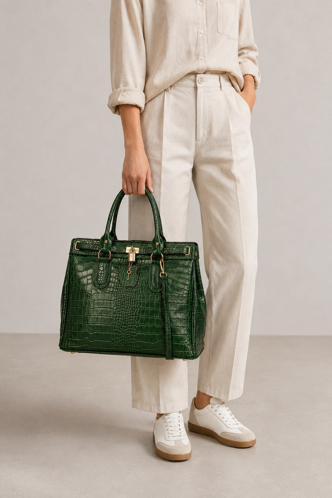SAGE Leather Top Handle Bag - Green