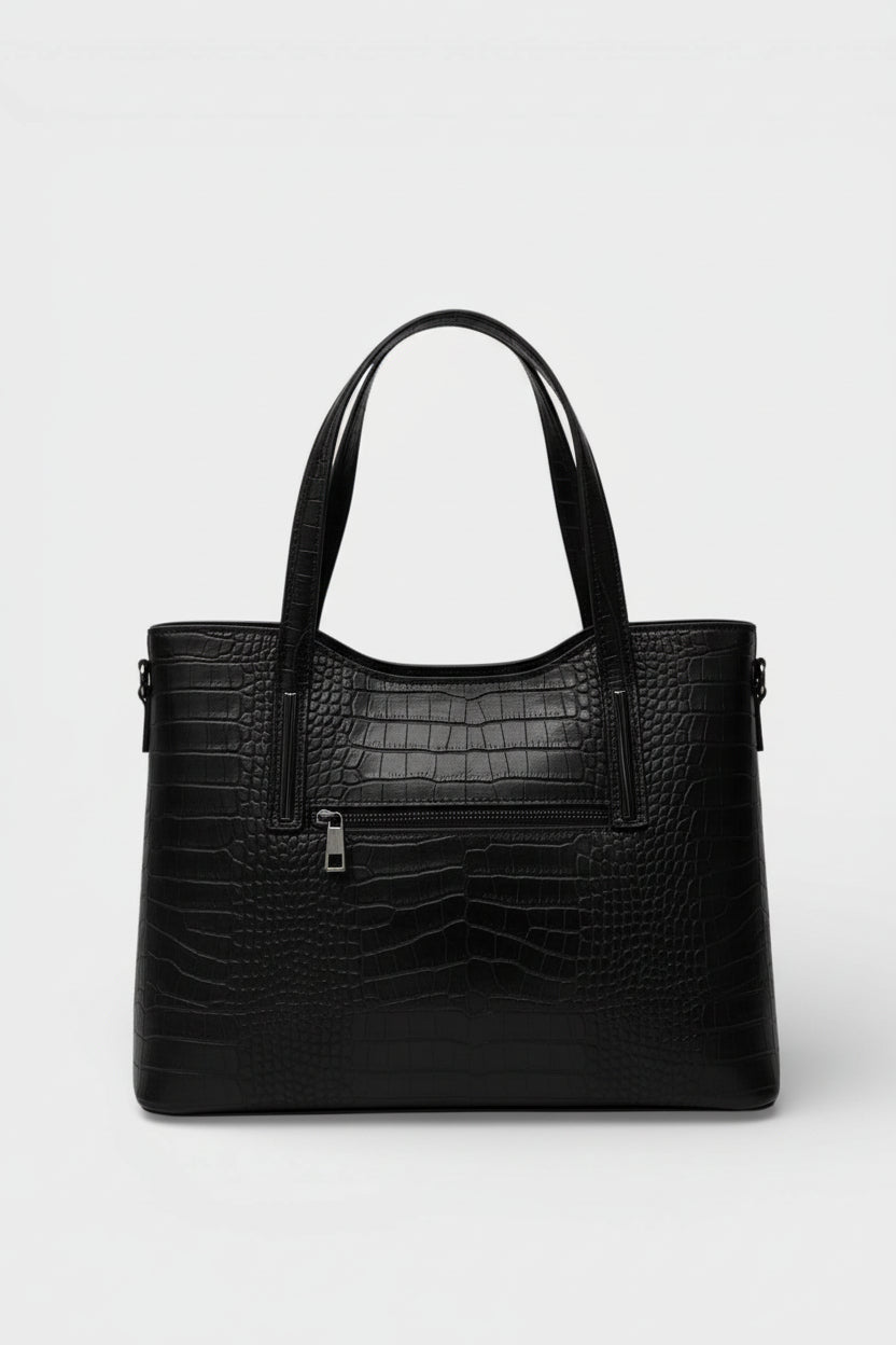 Leather Top Handle Bag 2521 - Black