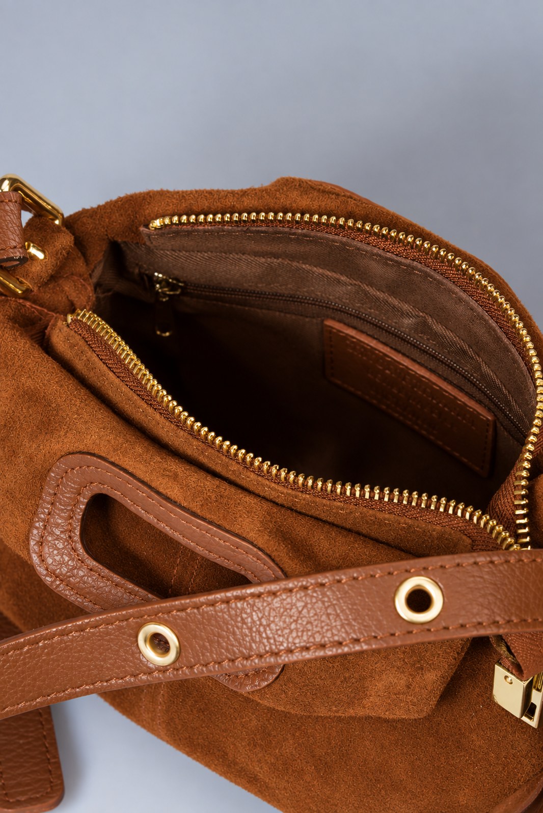 CINZIA Leather Top Handle Bag - Cognac