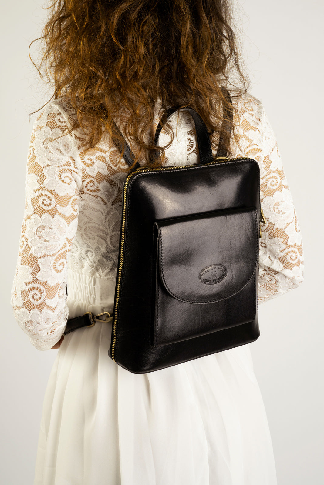 Leather Backpack 1028 - Black