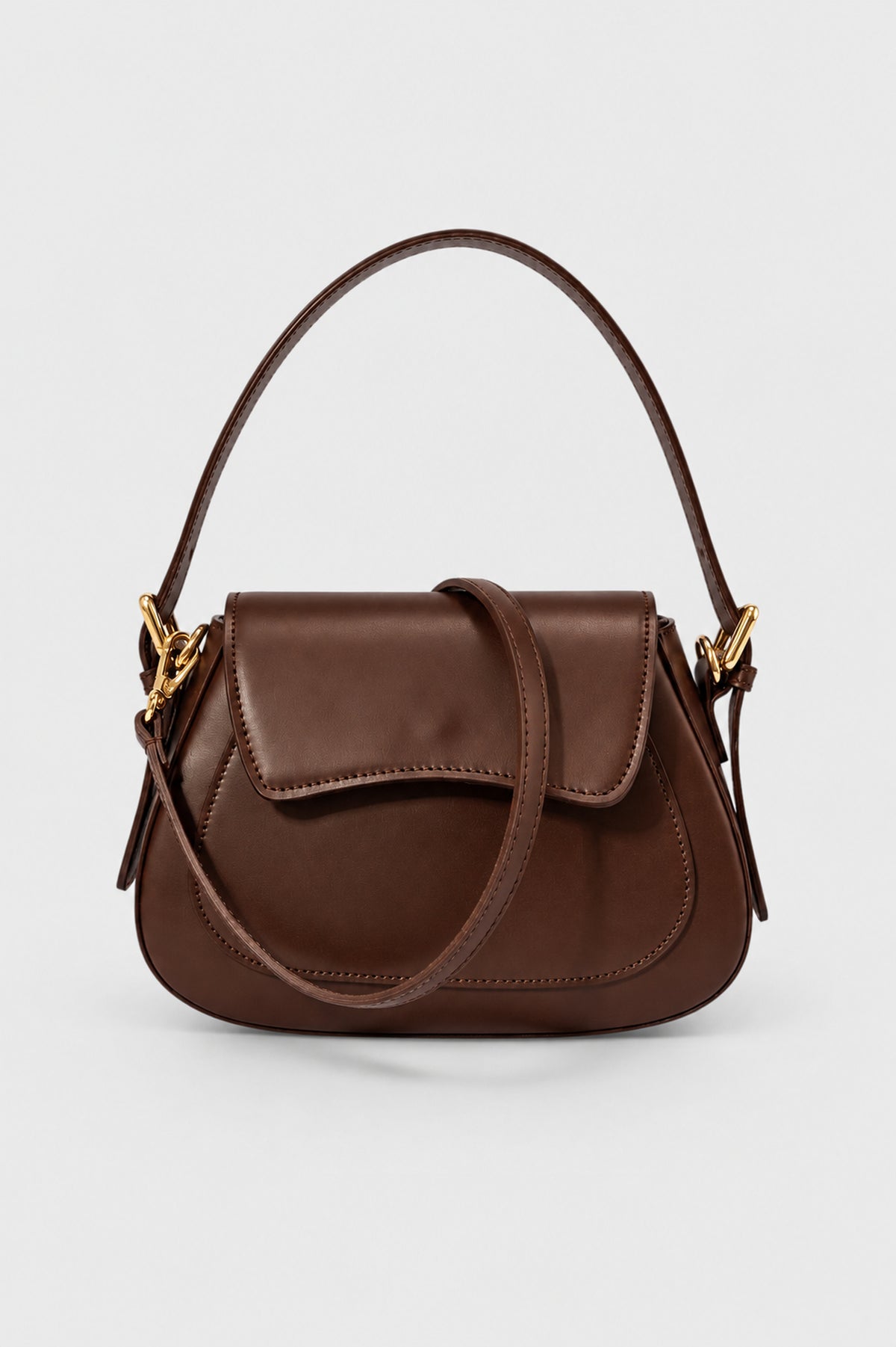 EDNA Leather Shoulder Bag - Brown