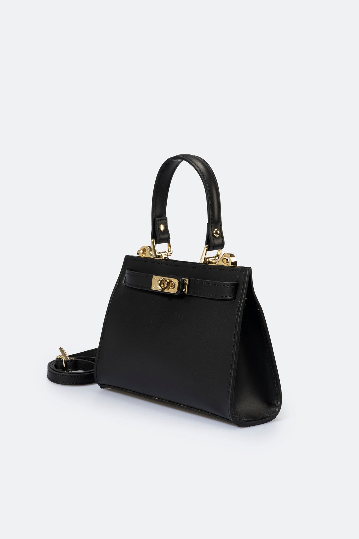 DALIA Leather Top Handle Bag - Nero