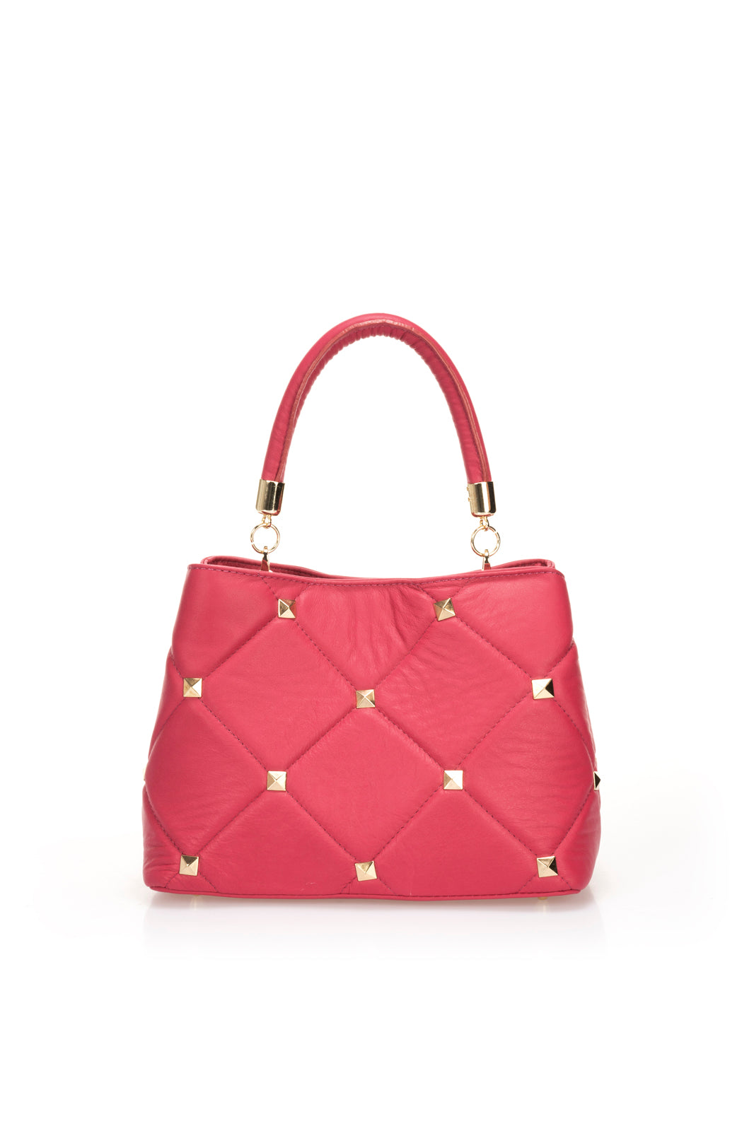 CAROLA Leather Top Handle Bag - Fuxia