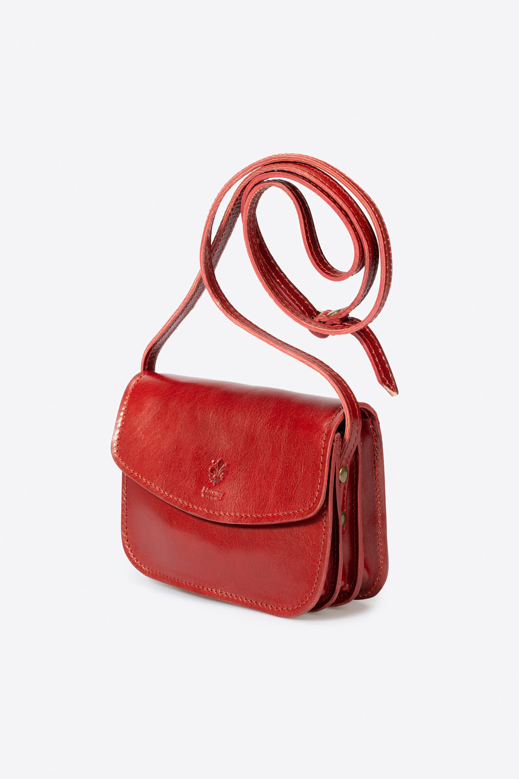 Leather Crossbody Bag 1045 - Red