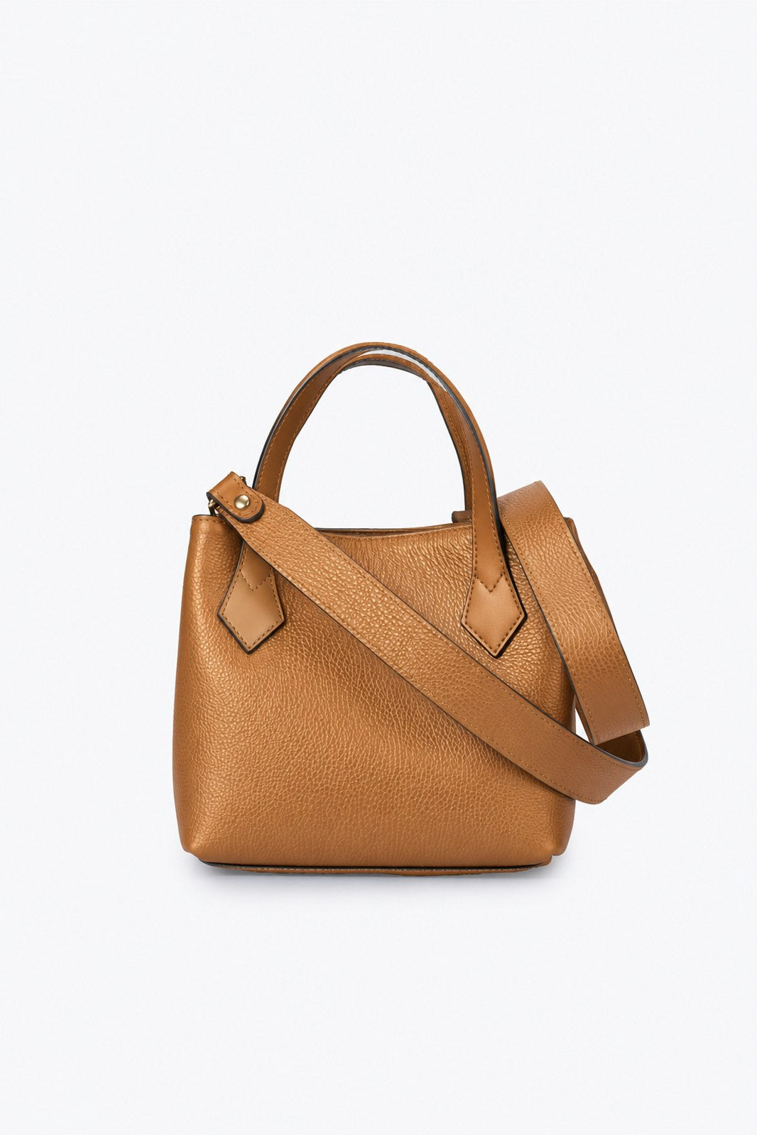 MINA Leather Top Handle Bag - Cognac