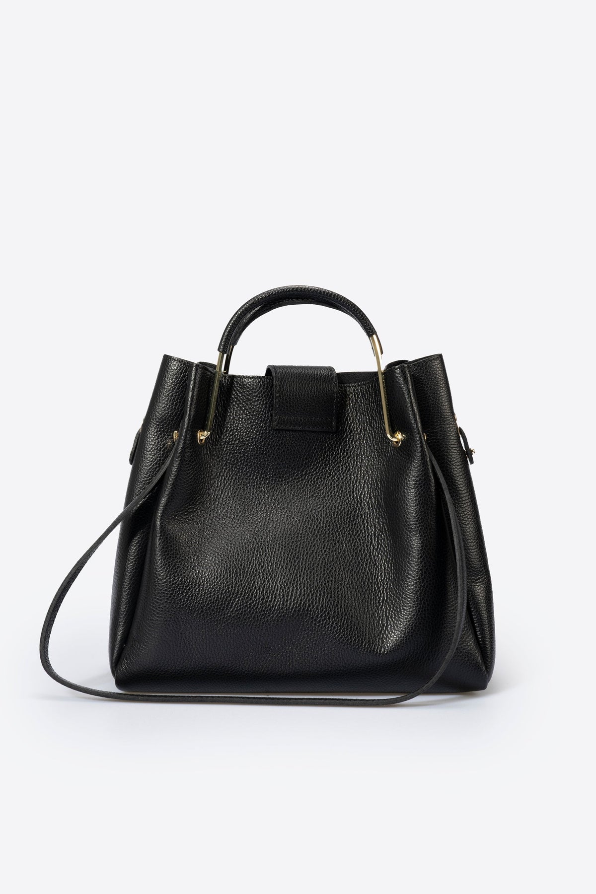DIONE Leather Top Handle Bag - Nero