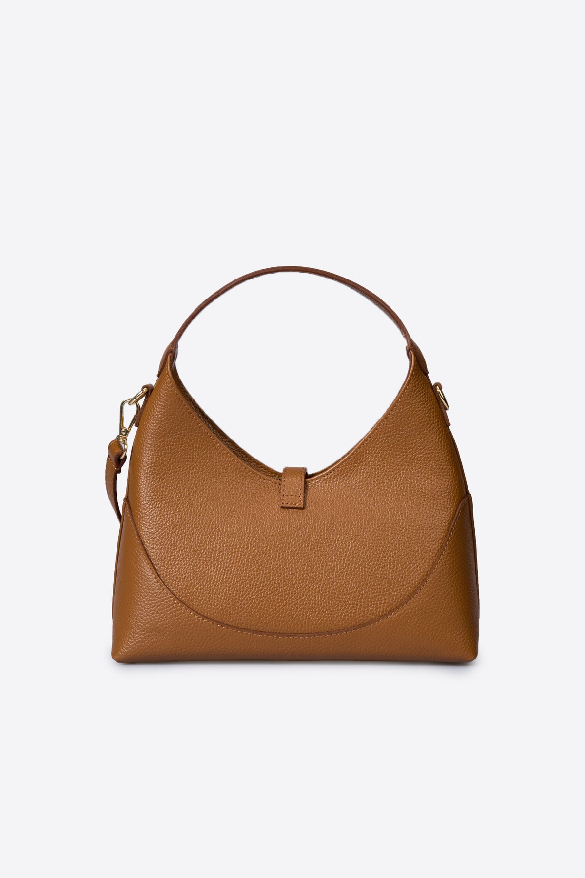 LINA Leather Top Handle Bag - Cognac