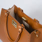 LIDIA Leather Top Handle Bag - Cognac