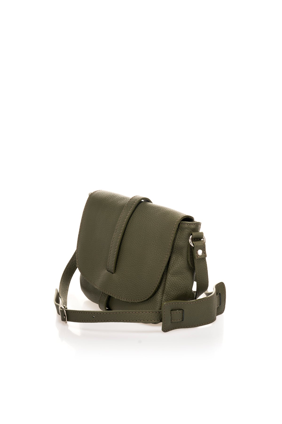 Leather Shoulder Bag 7118 - Olive