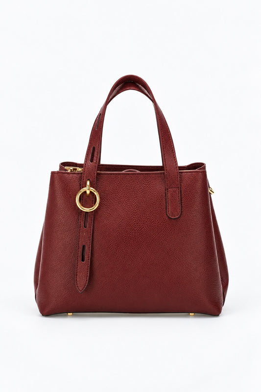 EMILY Leather Top Handle Bag - Bordo