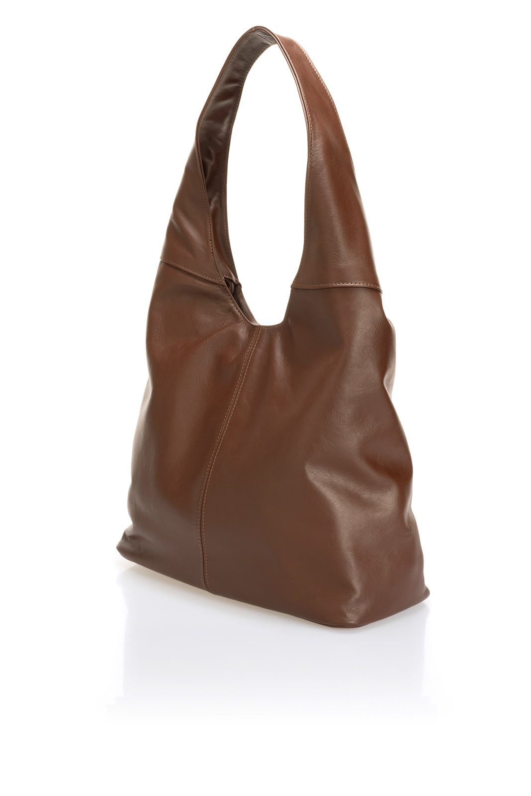Leather Shoulder Bag 6933 - Brown