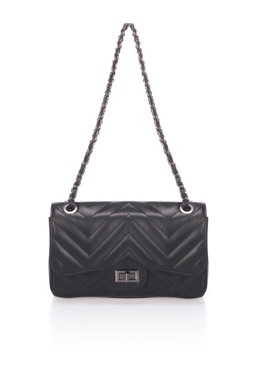 Leather Crossbody Bag SC19032 - Black