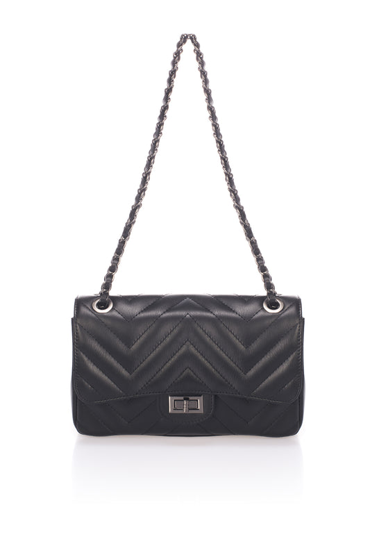 Leather Crossbody Bag SC19032 - Black