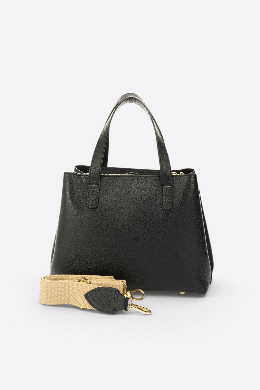 EMILY Leather Top Handle Bag - Black